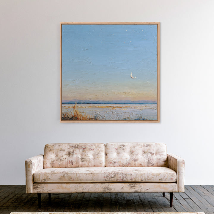 Crescent Moon and Stars Canvas Print, Yoga Studio Art, Nature Prints, Yoga Studio Decor, Fine Art, Balance, Boho Wall Hanging, YSA-1x1-18