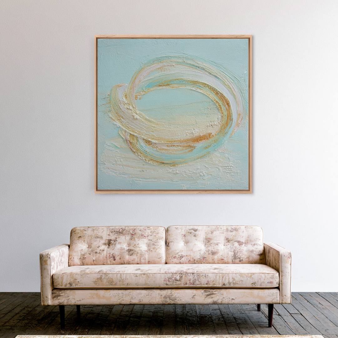Incense Smoke Forming Abstract Curves Framed Canvas Print, Yoga Studio Art, Feminine Wall Art, Yoga Studio Decor, Balance, YSA-1x1-21