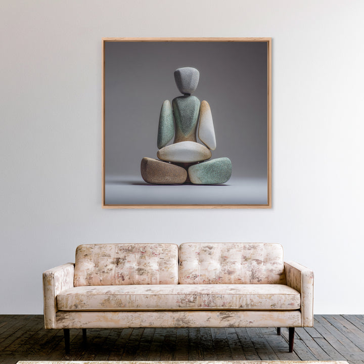 Seated Meditation Figure Canvas Print, Yoga Studio Art, Neutral Decor, Yoga Studio Decor, Oil Painting, Balance, Home Decor, YSA-1x1-49