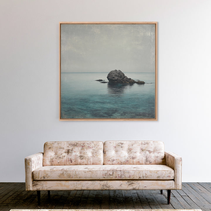 Ocean Horizon with Meditative Stillness Framed Canvas Print, Yoga Studio Art, Mandala Wall Art, Yoga Studio Decor, Balance, YSA-1x1-64