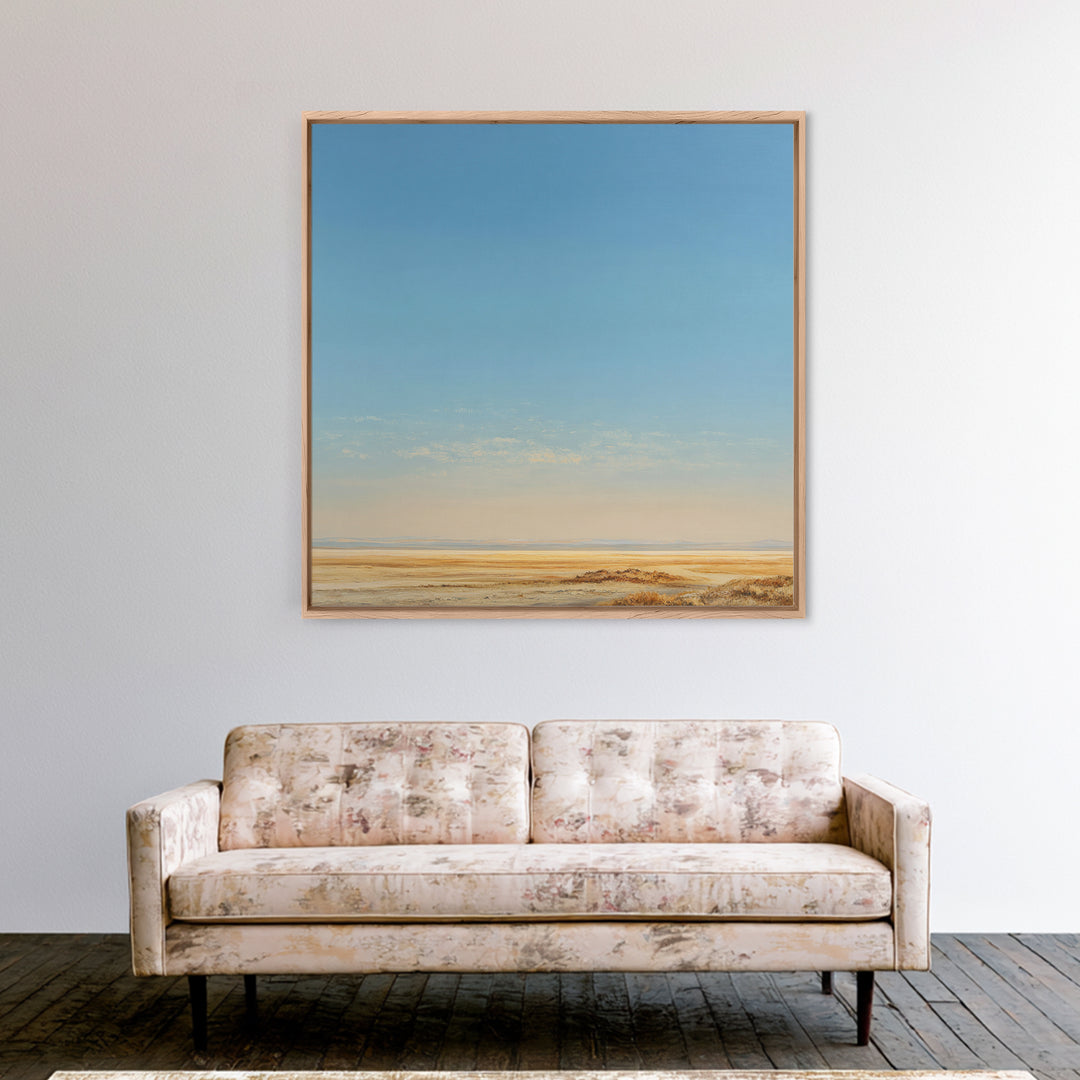 Peaceful Desert Horizon Framed Canvas Print, Yoga Studio Art, Feminine Wall Art, Yoga Studio Decor, Fine Art, Balance, YSA-1x1-84