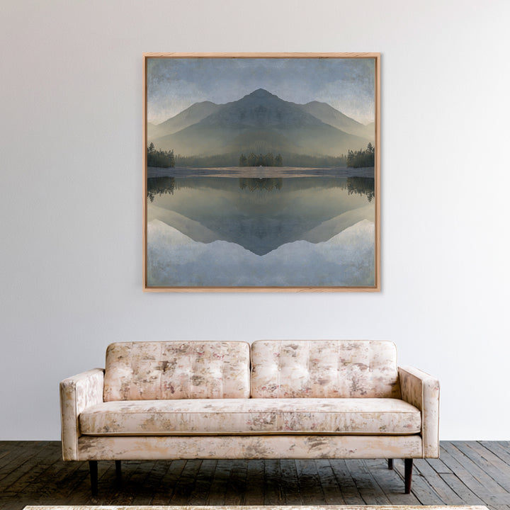 Sunrise Mountain Lake Reflection Canvas Print, Yoga Studio Art, Southwest Decor, Yoga Studio Decor, Fine Art, Balance, YSA-1x1-92