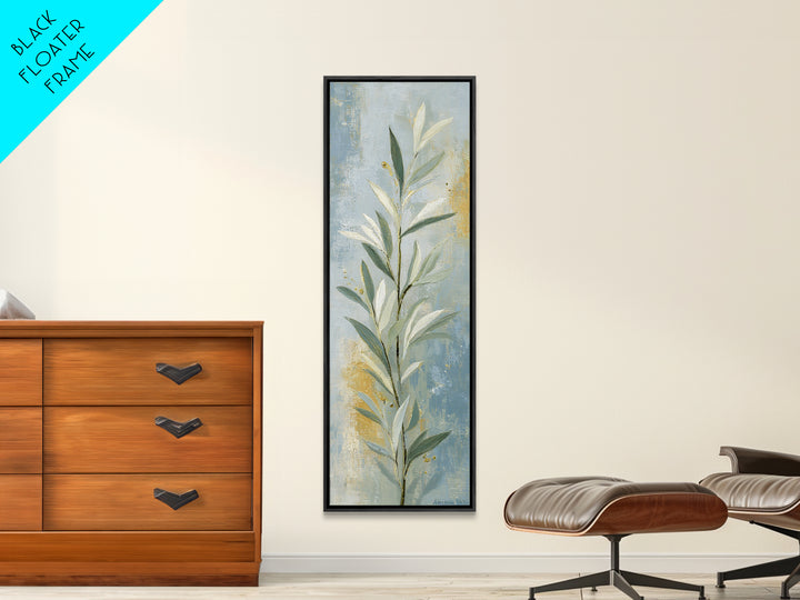 Sage Green Botanical Branch Study Framed Canvas Print, Yoga Studio Art, Neutral Decor, Yoga Studio Decor, Fine Art, Balance, YSA-1x3-53