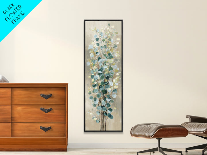 Sage Green Botanical Branch Study Canvas Print, Yoga Studio Art, Luxury Decor, Yoga Studio Decor, Balance, Living Room Decor, YSA-1x3-77