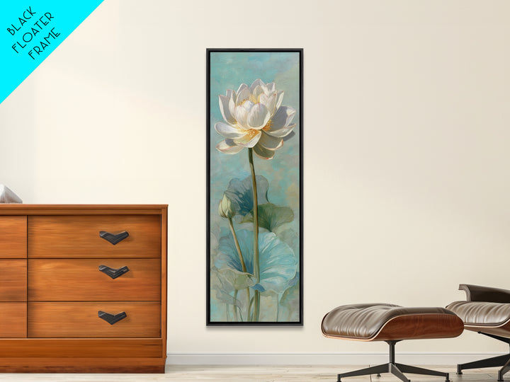 Lotus Flower with Soft Golden Glow Framed Canvas Print, Yoga Studio Art, Zen Wall Art, Yoga Studio Decor, Fine Art, Balance, YSA-1x3-87