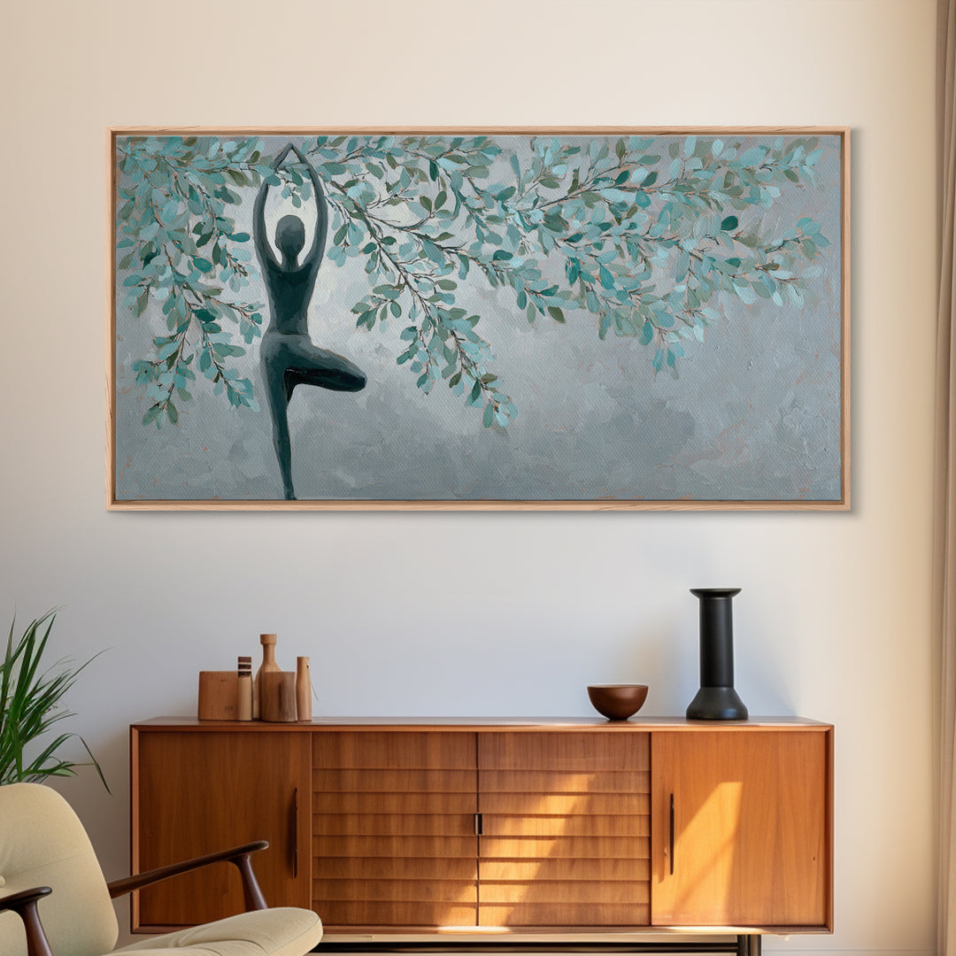 Tree Pose Figure Canvas Print, Yoga Studio Art, Boho Decor, Yoga Studio Decor, Balance, Bookshelf Decor, Printable Art, YSA-2x1-2