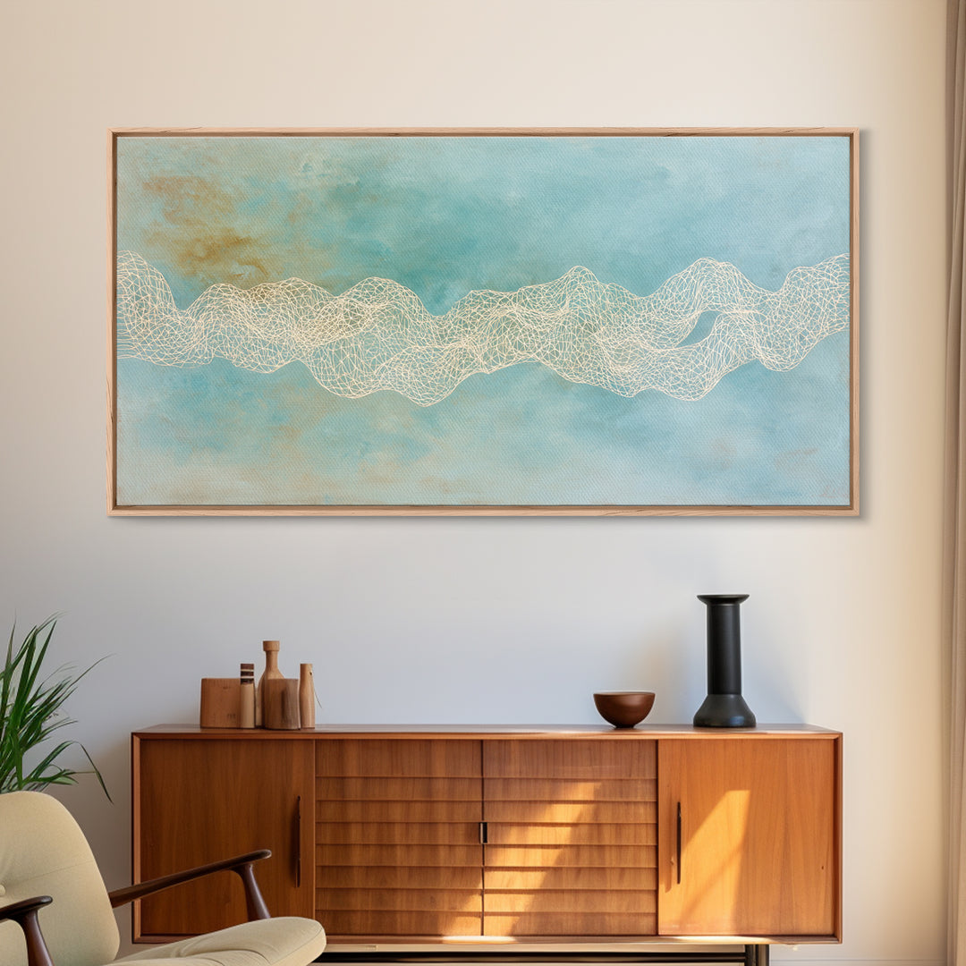 Abstract Breath Waves Framed Canvas Print, Yoga Studio Art, Minimalist Wall Art, Yoga Studio Decor, Fine Art, Balance, YSA-2x1-3