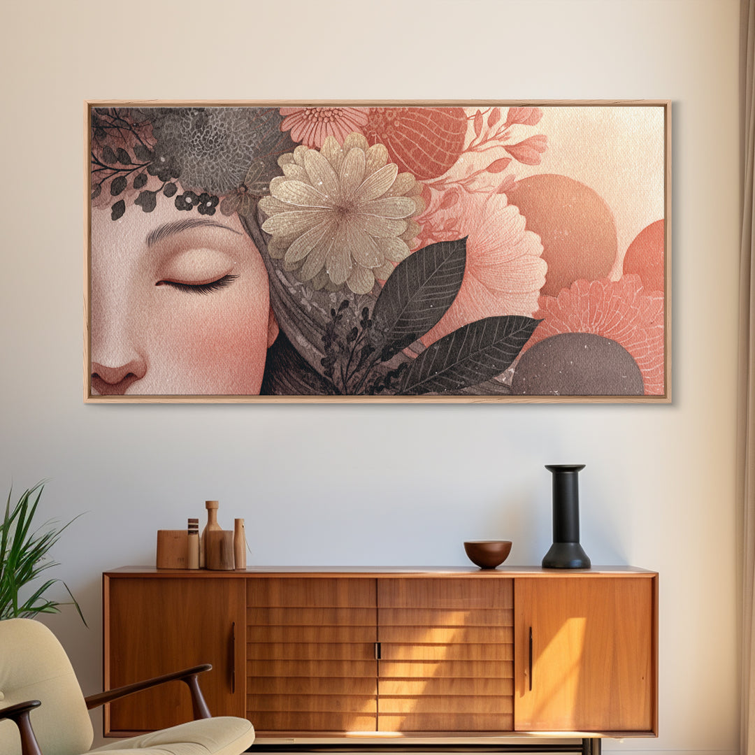 Closed Eye Face Canvas Print, Yoga Studio Art, Yoga Studio Decor, Watercolor Art, Balance, Wall Art Printable, YSA-2x1-57