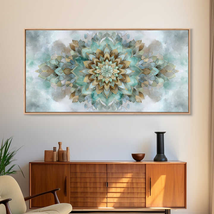 Mandala in Soft Earth Tones Canvas Print, Yoga Studio Art, Wall Art Print, Yoga Studio Decor, Oil Painting, Balance, Yoga Gift, YSA-2x1-77