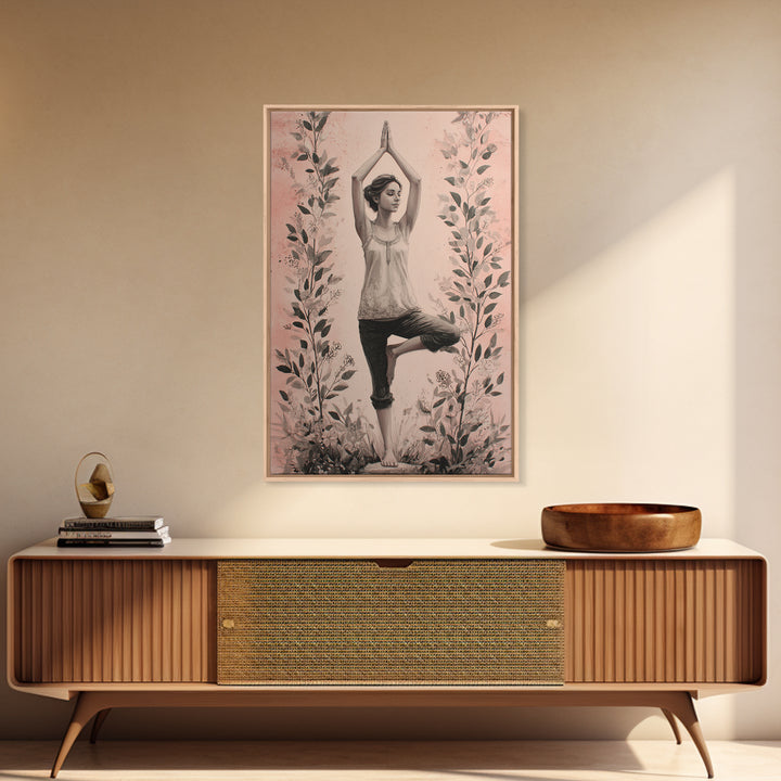 Tree Pose Figure Canvas Print, Yoga Studio Art, Printable Art, Yoga Studio Decor, Fine Art, Balance, Art Nouveau Decor, YSA-2x3-86