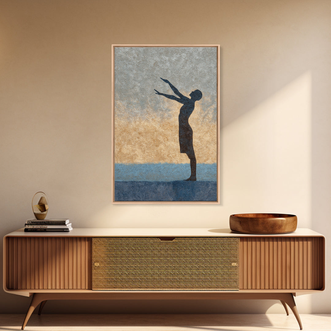 Sun Salutation Silhouette Sequence Without Text Canvas Print, Yoga Studio Art, Living Room Decor, Yoga Studio Decor, Balance, YSA-2x3-88