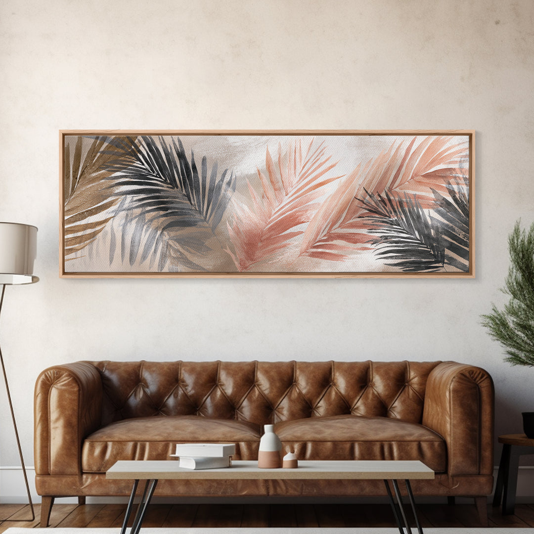 Gentle Palm Leaf Shadow on Plaster Canvas Print, Yoga Studio Art, Black Artists, Yoga Studio Decor, Fine Art, Balance, YSA-3x1-16