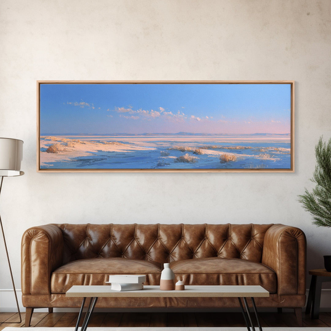 Peaceful Desert Horizon Framed Canvas Print, Yoga Studio Art, Southwest Decor, Yoga Studio Decor, Fine Art, Balance, YSA-3x1-28