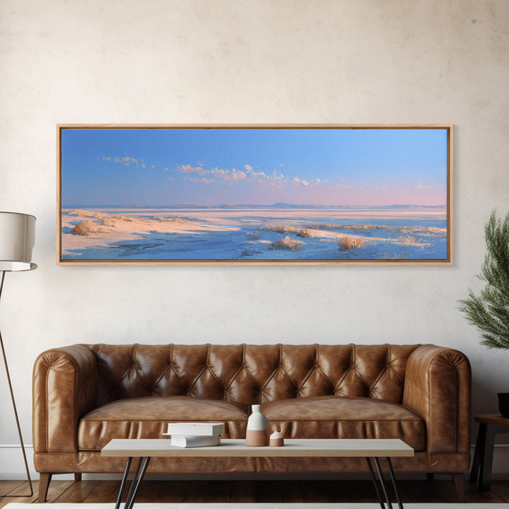 Peaceful Desert Horizon Framed Canvas Print, Yoga Studio Art, Southwest Decor, Yoga Studio Decor, Fine Art, Balance, YSA-3x1-28