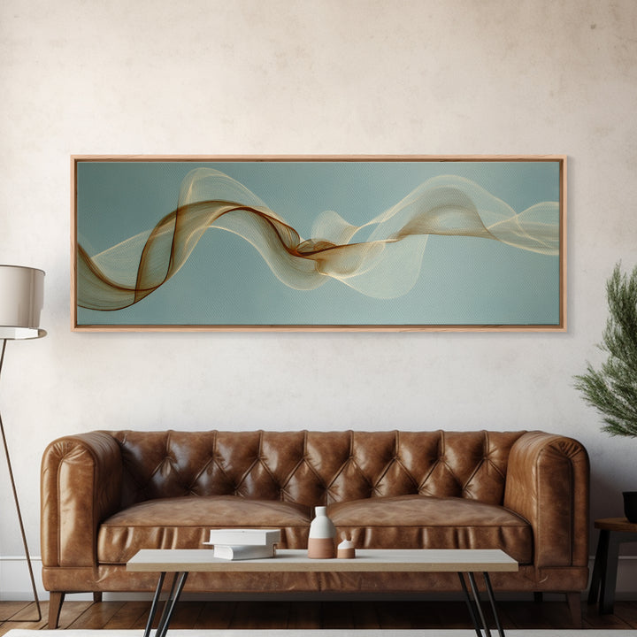 Incense Smoke Forming Abstract Curves Framed Canvas Print, Yoga Studio Art, Nature Prints, Yoga Studio Decor, Abstract Art, YSA-3x1-37