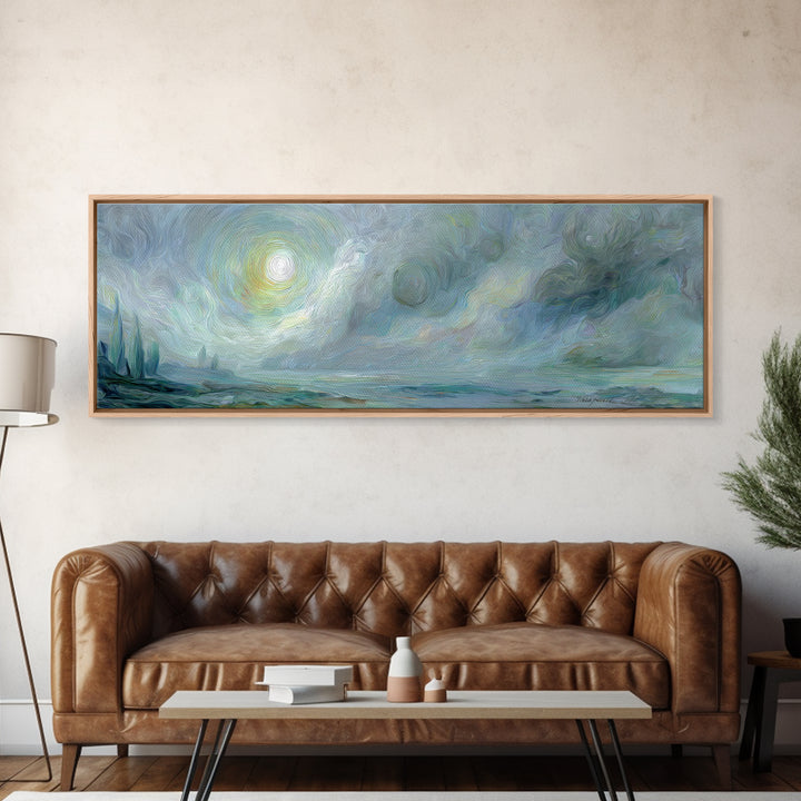 Crescent Moon and Stars Framed Canvas Print, Yoga Studio Art, Metal Wall Decor, Yoga Studio Decor, Fine Art, Balance, YSA-3x1-58