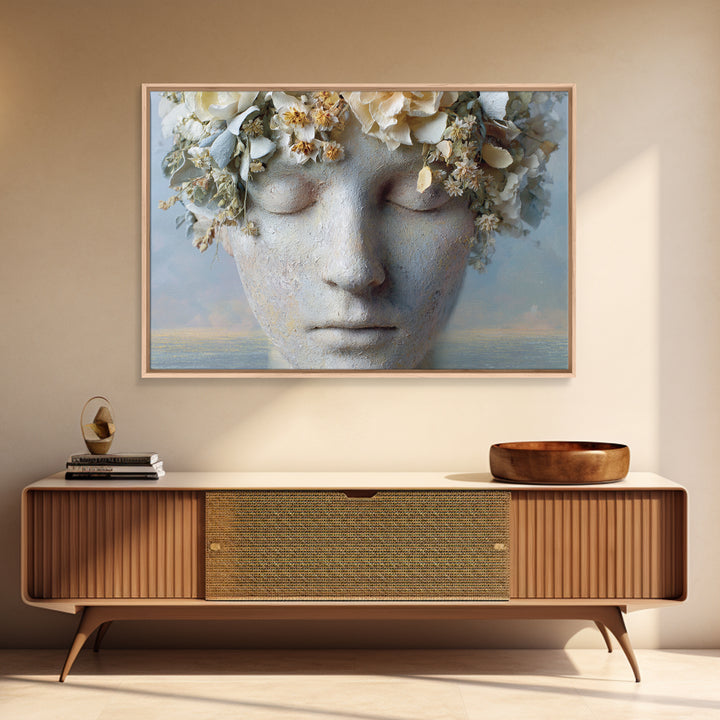 Closed Eye Face Framed Canvas Print, Yoga Studio Art, Boho Art, Yoga Studio Decor, Fine Art, Balance, Fine Art Print, YSA-3x2-41