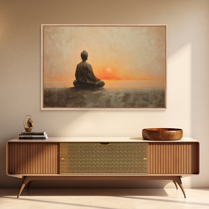 Seated Meditation Figure Framed Canvas Print, Yoga Studio Art, Gallery Decor, Yoga Studio Decor, Oil Painting, Balance, YSA-3x2-77