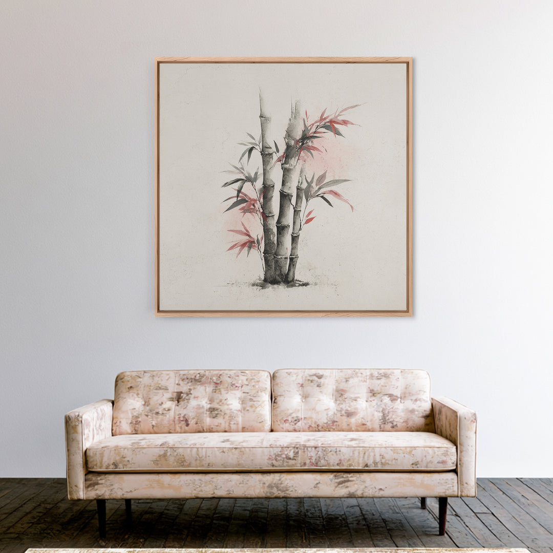 Bamboo Stalks in Sparse Ink Wash Framed Canvas Print, Zen Art, Flower Print, Living Room Decor, Fine Art, Zen, ZEN-1x1-2