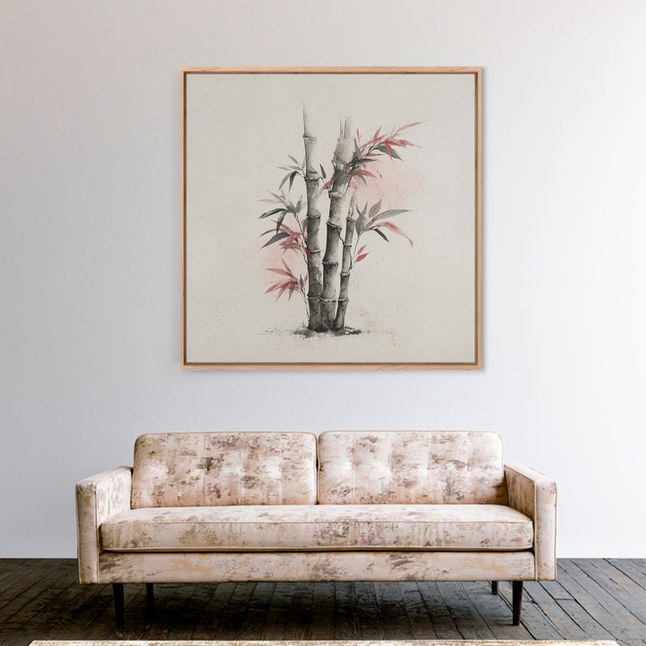 Bamboo Stalks in Sparse Ink Wash Framed Canvas Print, Zen Art, Flower Print, Living Room Decor, Fine Art, Zen, ZEN-1x1-2