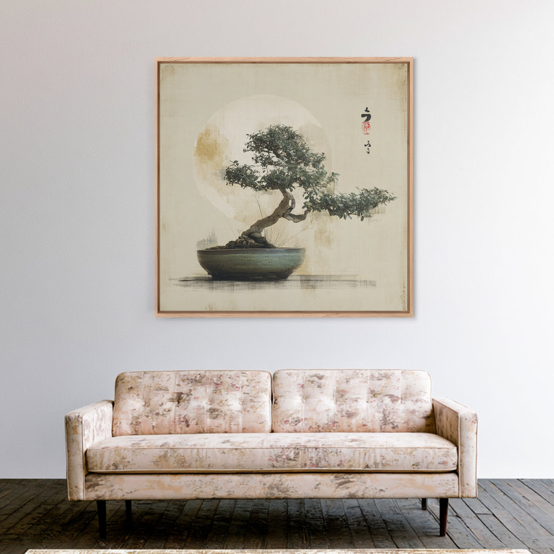 Bonsai Tree in Simple Ceramic Pot Canvas Print, Zen Art, Beach Decor, Living Room Decor, Fine Art, Zen, Modern Decor, ZEN-1x1-60