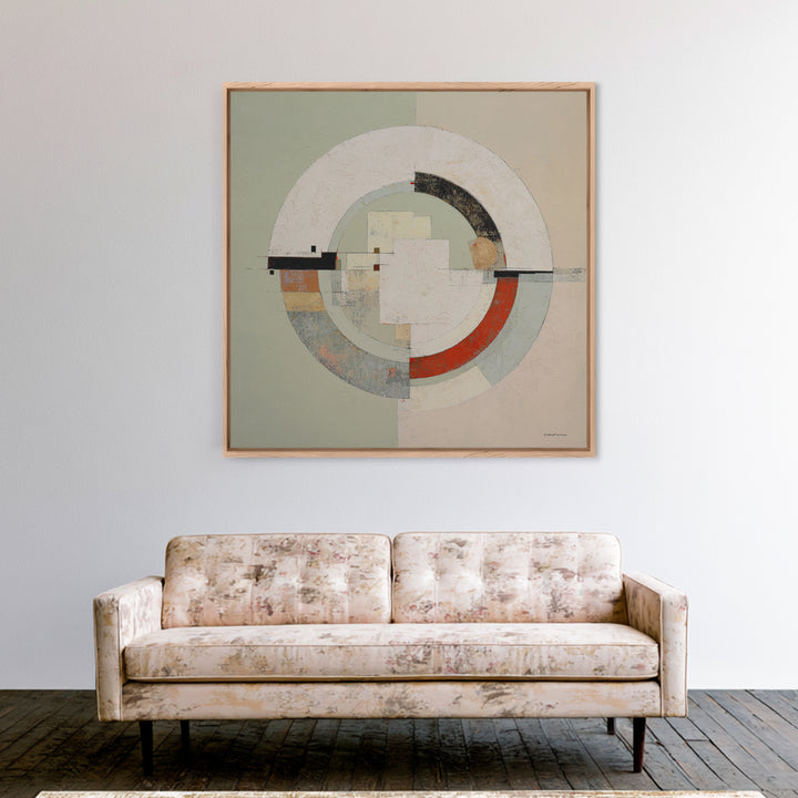 Abstract Balance of Circle Square and Line Framed Canvas Print, Zen Art, Statement Artwork, Living Room Decor, Abstract Art, ZEN-1x1-67
