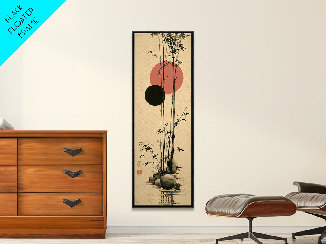 Single Black Ens Circle on Warm Paper Canvas Print, Zen Art, Original Painting, Living Room Decor, Zen, Abstract Painting, ZEN-1x3-37