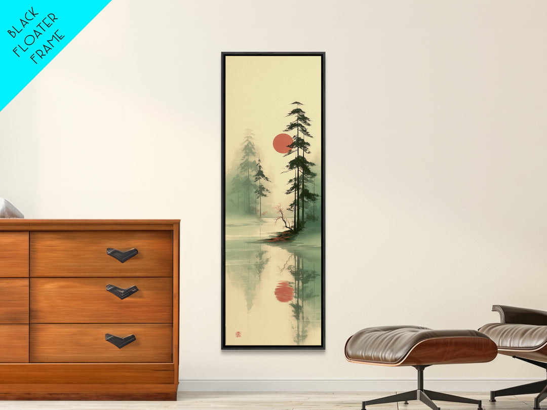 Moon Reflected in Quiet Pond Canvas Print, Zen Art, Home Decor, Living Room Decor, Fine Art, Zen, Boho Wall Art, Garden Art, ZEN-1x3-94