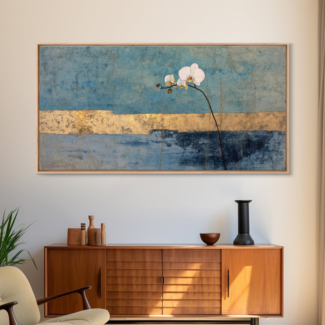 Single Orchid Stem Framed Canvas Print, Zen Art, Contemporary Art, Living Room Decor, Fine Art, Zen, Wall Art, Home Decor, ZEN-2x1-19