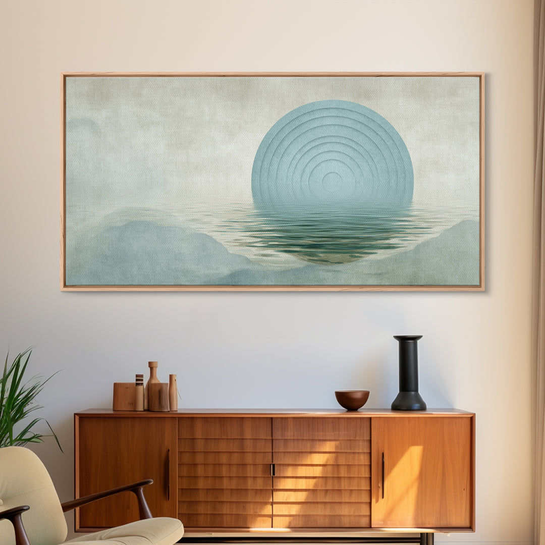Water Ripple Circle Framed Canvas Print, Zen Art, Digital Print, Living Room Decor, Fine Art, Zen, Extra Large Wall Art, ZEN-2x1-9