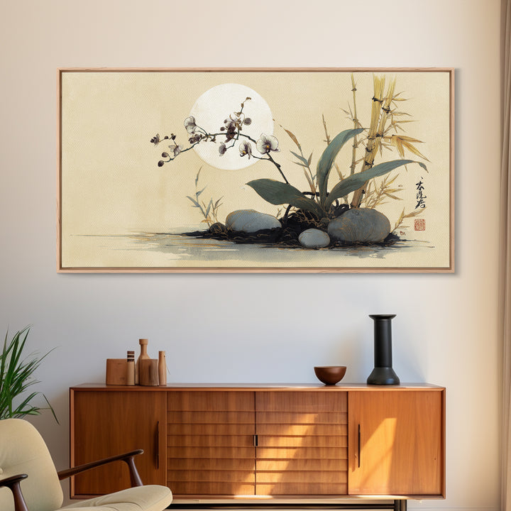 Single Orchid Stem Framed Canvas Print, Zen Art, Garden Art, Living Room Decor, Fine Art, Zen, Artist, Neutral Wall Art, ZEN-2x1-91