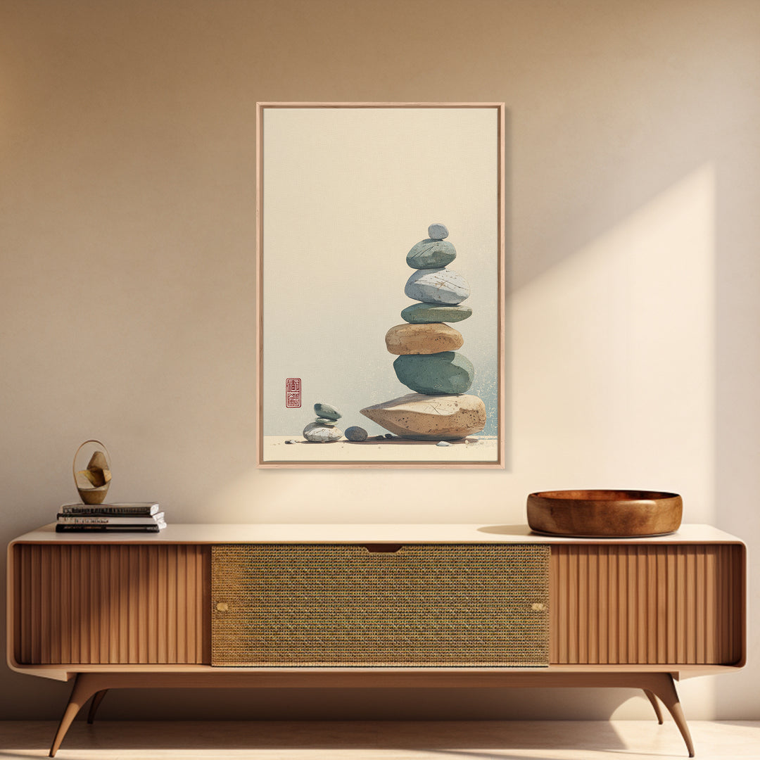 Smooth Pebbles Arranged Canvas Print, Zen Art, Textured Painting, Living Room Decor, Fine Art, Zen, Abstract Art, Digital Print, ZEN-2x3-91