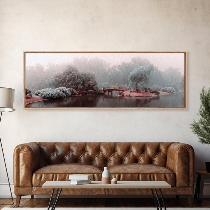 Japanese Garden Bridge Implied Through Shapes Canvas Print, Zen Art, Abstract Art, Living Room Decor, Watercolor Art, Zen, ZEN-3x1-30