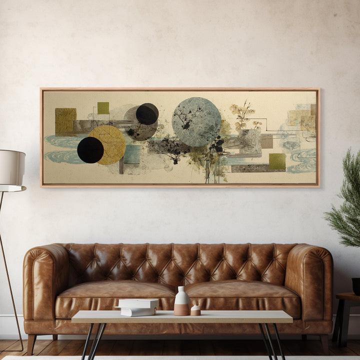 Abstract Balance of Circle Square and Line Canvas Print, Zen Art, Art, Living Room Decor, Zen, Garden Art, Japanese Wall Art, ZEN-3x1-35