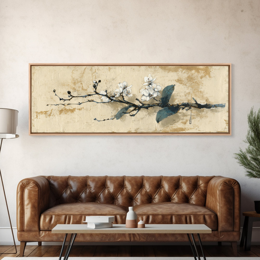 Single Orchid Stem Framed Canvas Print, Zen Art, Wall Decor, Living Room Decor, Zen, Japanese Wall Art, Boho Wall Decor, ZEN-3x1-63