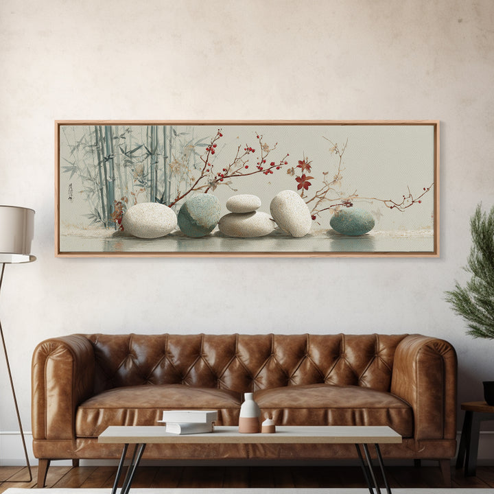 Smooth Pebbles Arranged Canvas Print, Zen Art, Japanese Art, Living Room Decor, Fine Art, Zen, Contemporary Art, Gallery Decor, ZEN-3x1-75