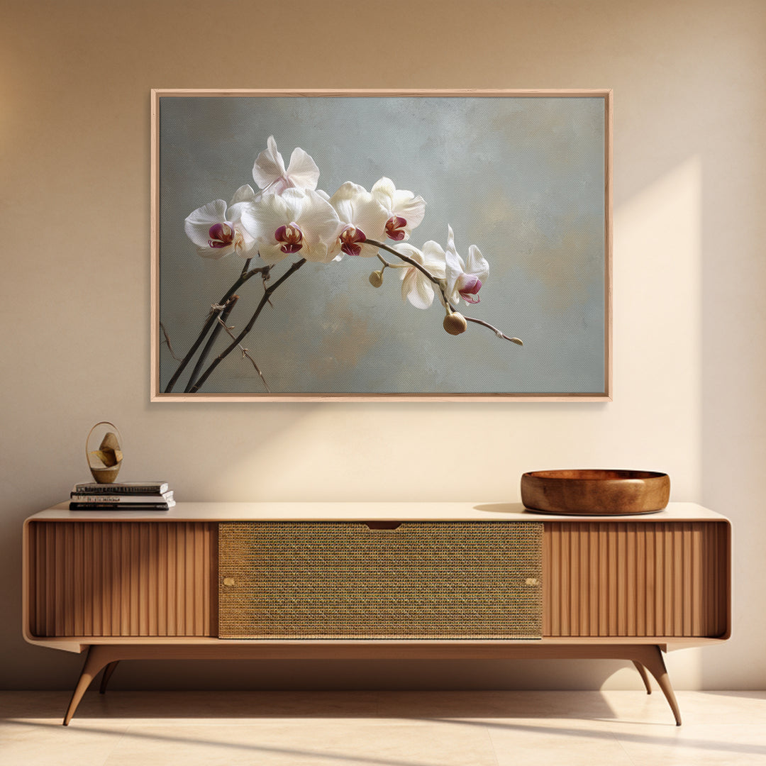 Single Orchid Stem Framed Canvas Print, Zen Art, Wall Art, Living Room Decor, Fine Art, Zen, Boho Wall Art, Garden Art, ZEN-3x2-27