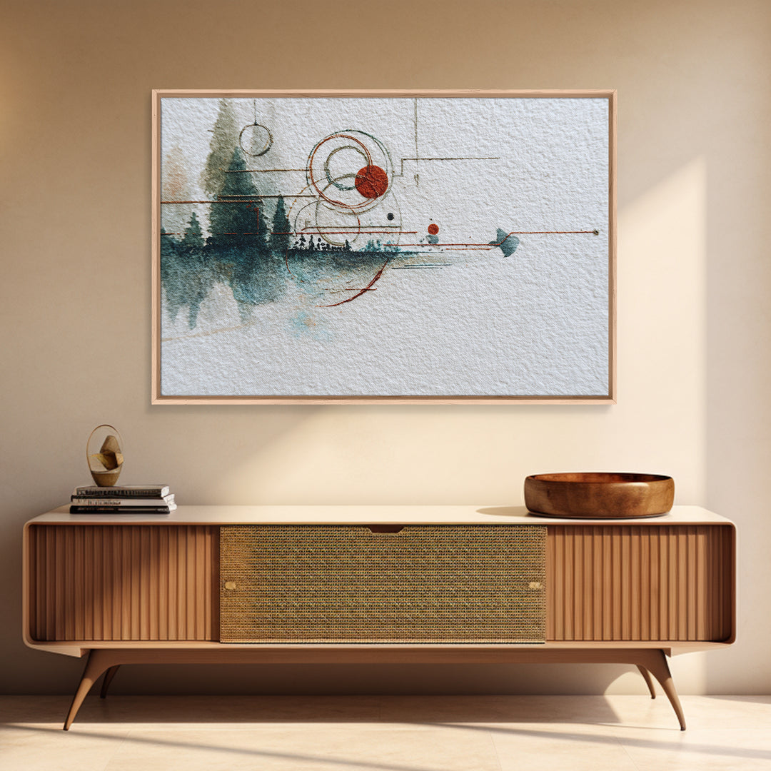 Abstract Balance of Circle Square and Line Framed Canvas Print, Zen Art, Abstract Painting, Living Room Decor, Fine Art, Zen, ZEN-3x2-47
