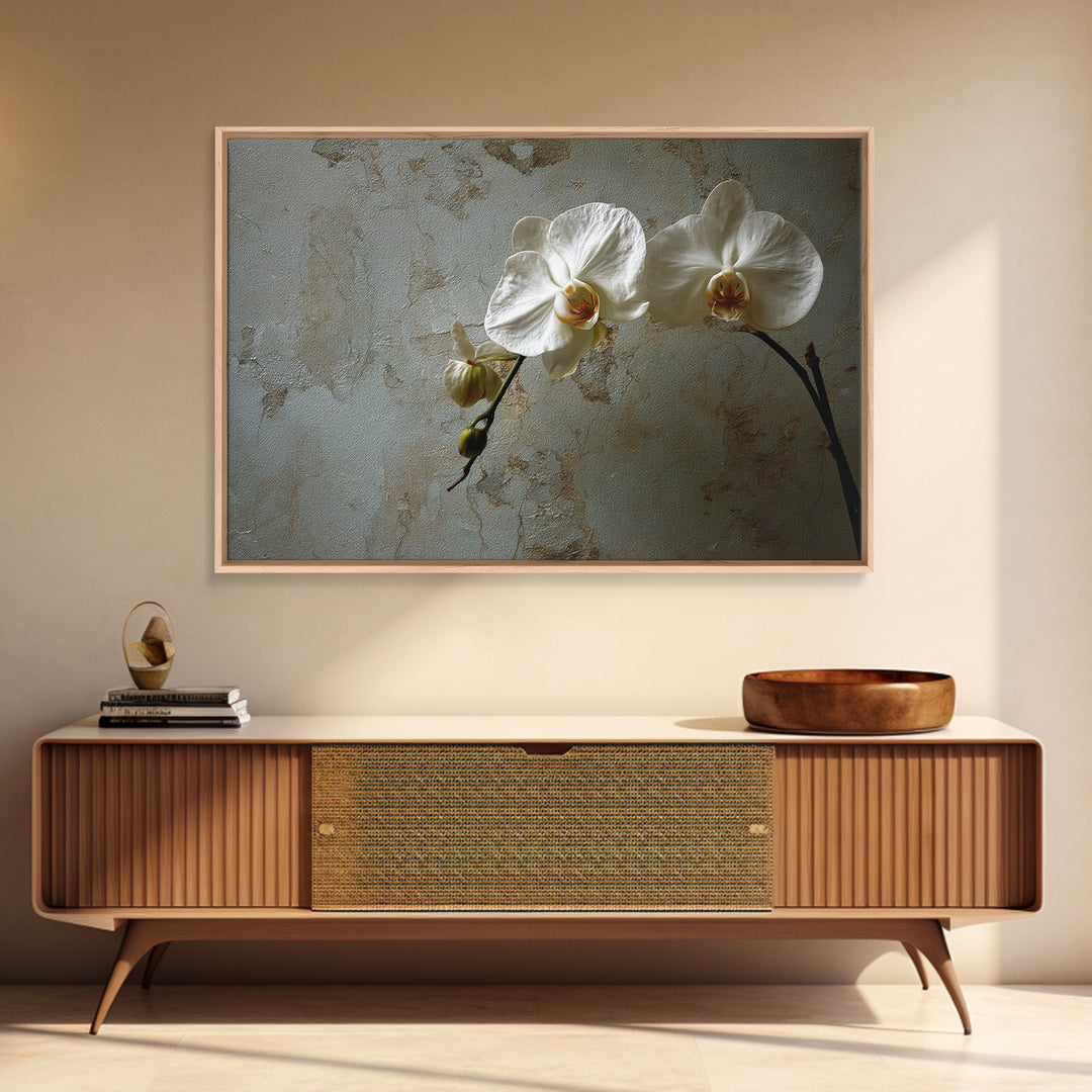 Single Orchid Stem Canvas Print, Zen Art, Original Painting, Living Room Decor, Zen, Abstract Painting, Japandi Wall Art, ZEN-3x2-51