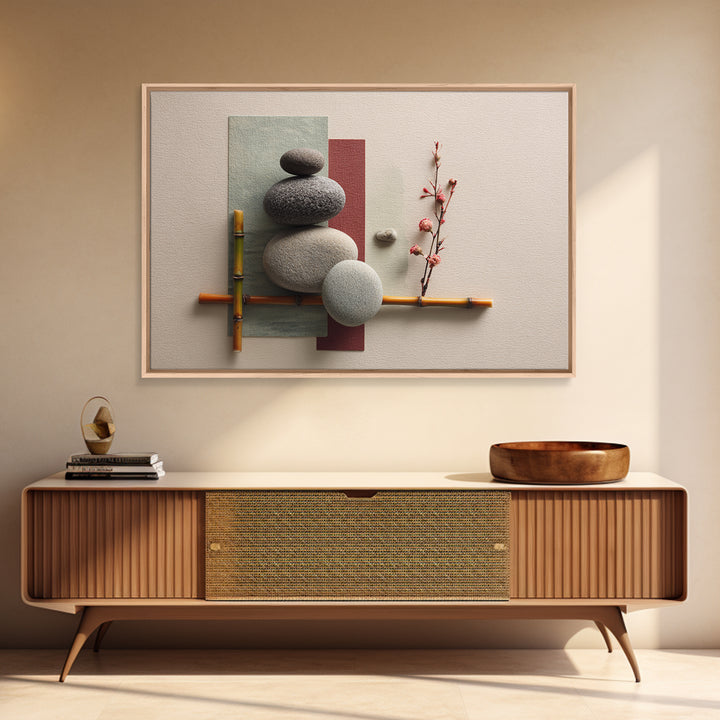Smooth Pebbles Arranged Framed Canvas Print, Zen Art, Fine Art Print, Living Room Decor, Fine Art, Zen, Printable Wall Art, ZEN-3x2-63