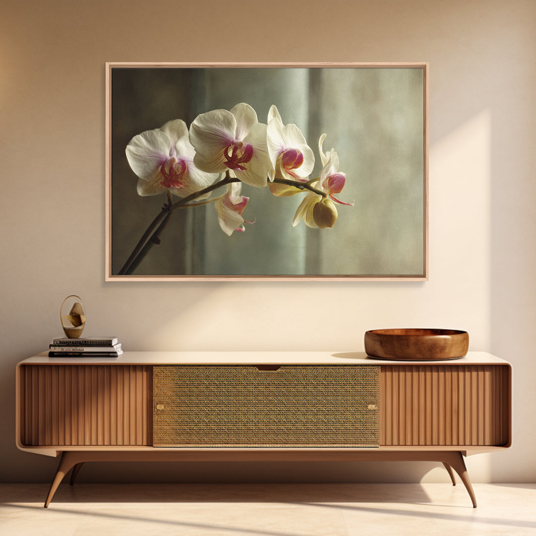 Single Orchid Stem Framed Canvas Print, Zen Art, Extra Large Wall Art, Living Room Decor, Zen, Boho Decor, Luxury Decor, ZEN-3x2-99