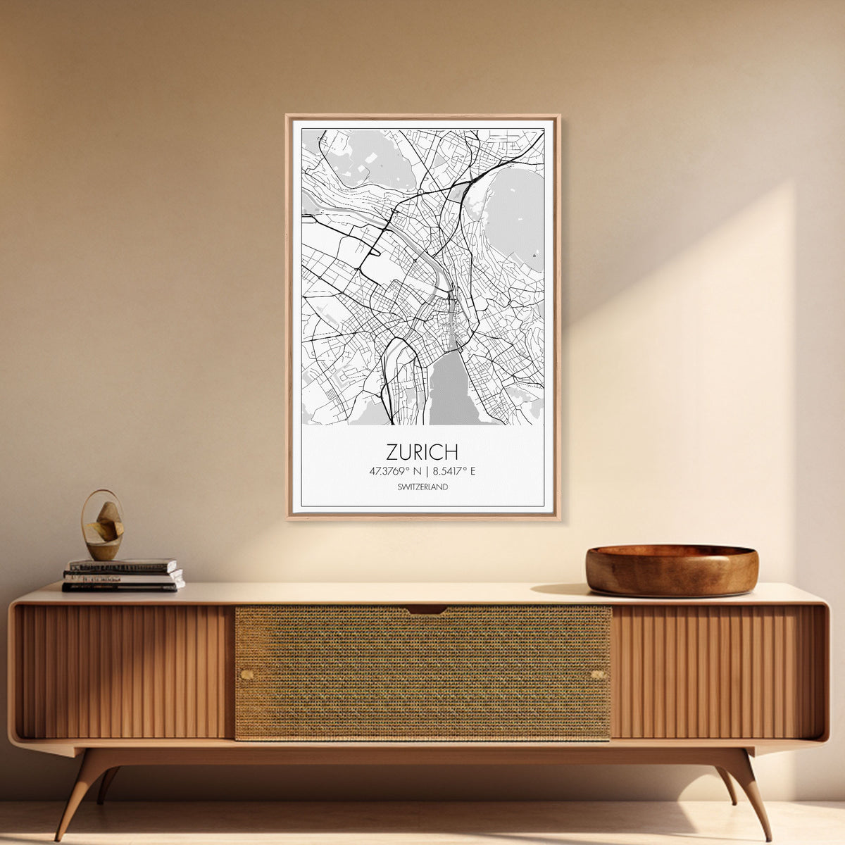 Zurich Street Map, Switzerland Map, Europe City Map Print, Minimalist Art, Wall Art, Canvas Print, Travel Art, Wall Hanging, Honeymoon Gift