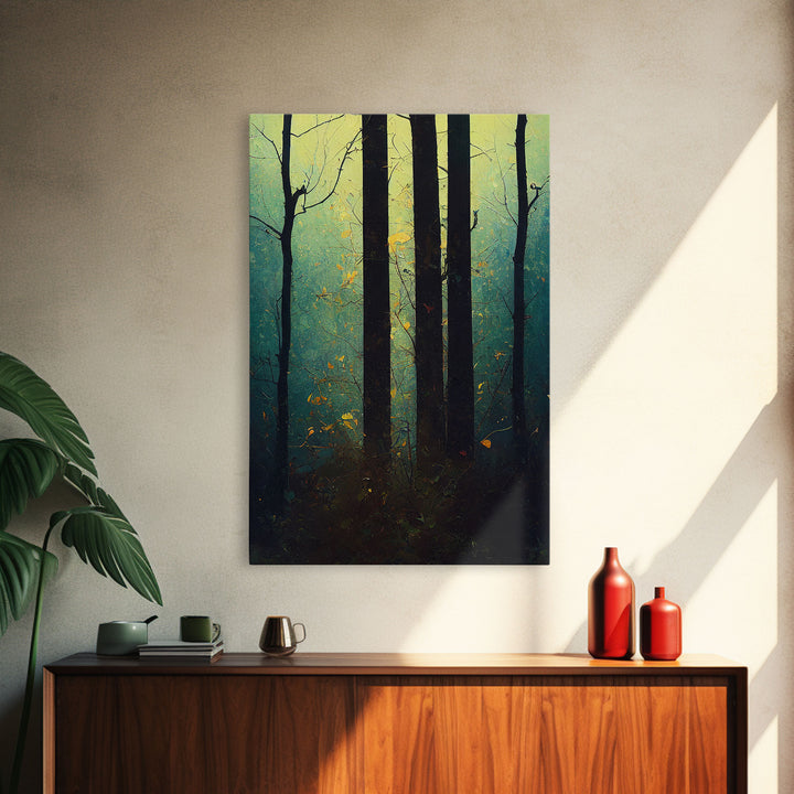 Magical Forest Oil Painting Style, Spooky Pirate Ship Art, Framed Canvas Print, Ready To Hang Framed Wall Art, Living Room Wall Hanging