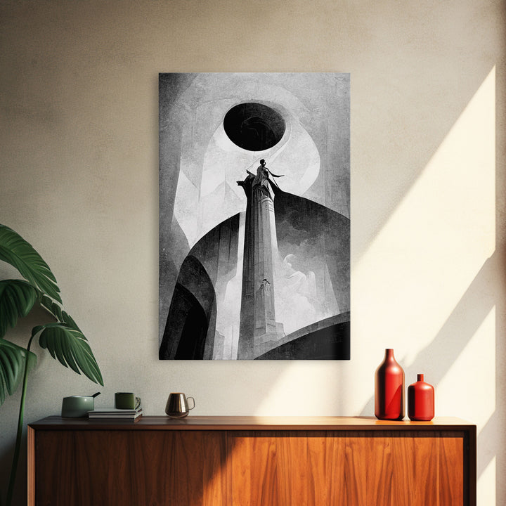 Vintage Style Art Deco Statue Study, Framed Canvas Print, Retro Style Wall Art, 1920s - 1930s style Art