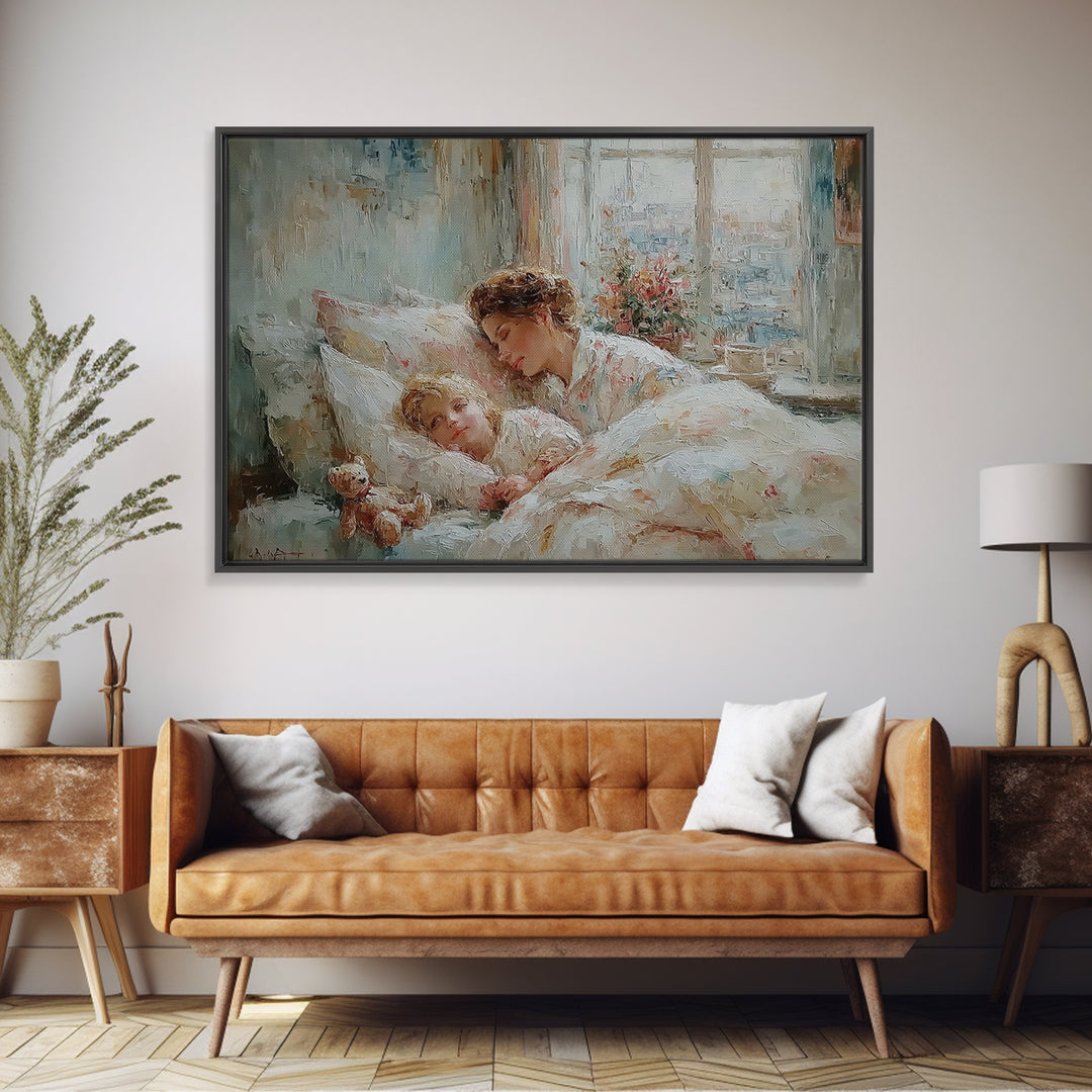 Cozy Mother And Child Bedtime Wall Art, Sweet Dreams Print, Guest Bedroom Decor, Nursery Wall Art, Gift For Mom, Housewarming Gift
