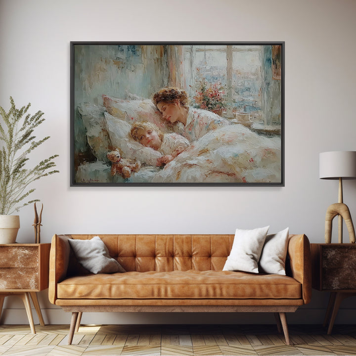 Cozy Mother And Child Bedtime Wall Art, Sweet Dreams Print, Guest Bedroom Decor, Nursery Wall Art, Gift For Mom, Housewarming Gift