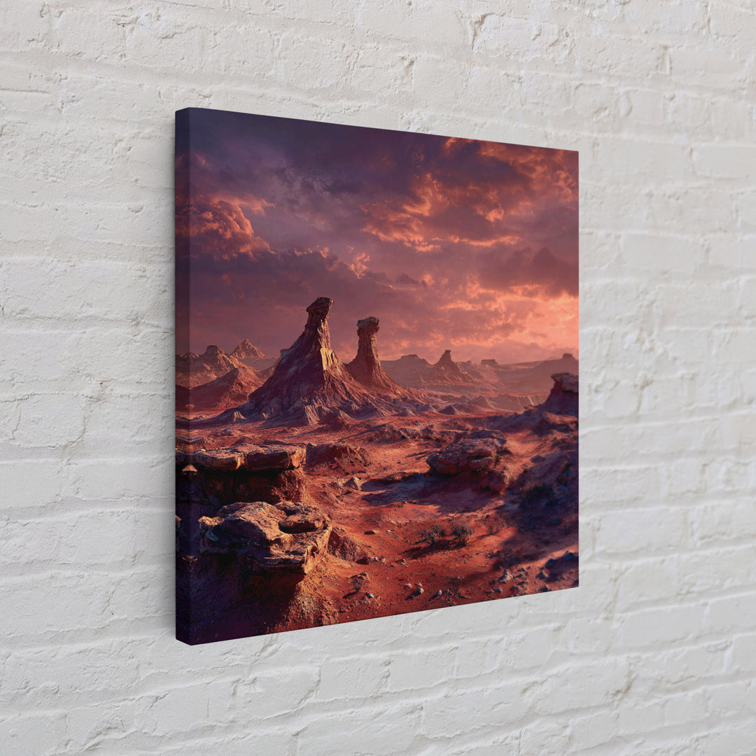 Red Alien Desert Landscape Canvas Print, Surreal Sci Fi Wall Art, Futuristic Fantasy Planet Decor, Statement Artwork For Living Room