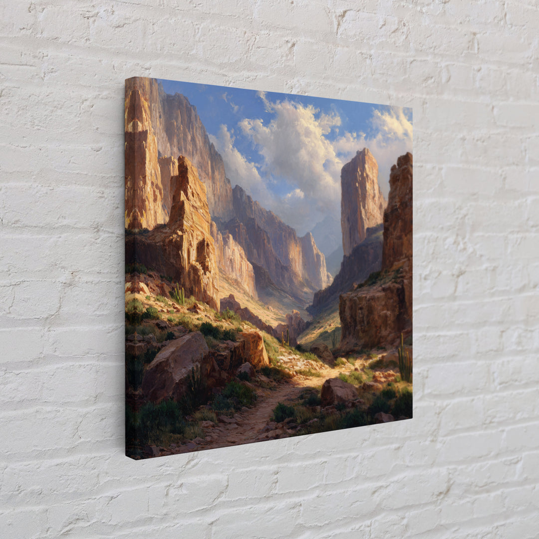 Sunlit Desert Canyon Landscape Wall Art, Western Landscape Canvas Print, Modern Home Decor, Large Living Room Wall Art