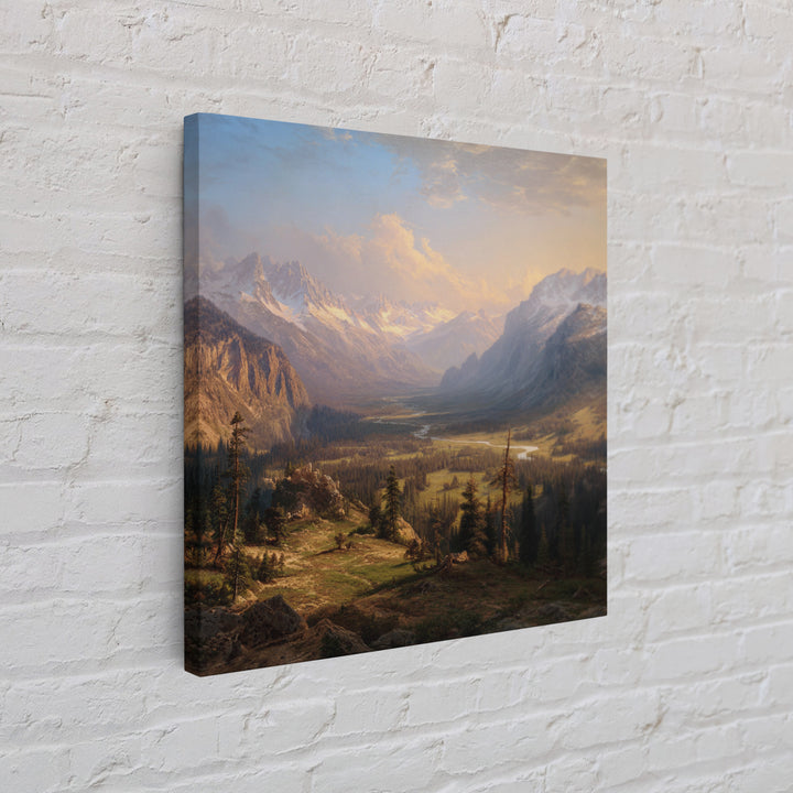 Majestic Mountain Valley At Sunrise Wall Art, Scenic Landscape Print, Nature Home Decor, Large Living Room Canvas Print