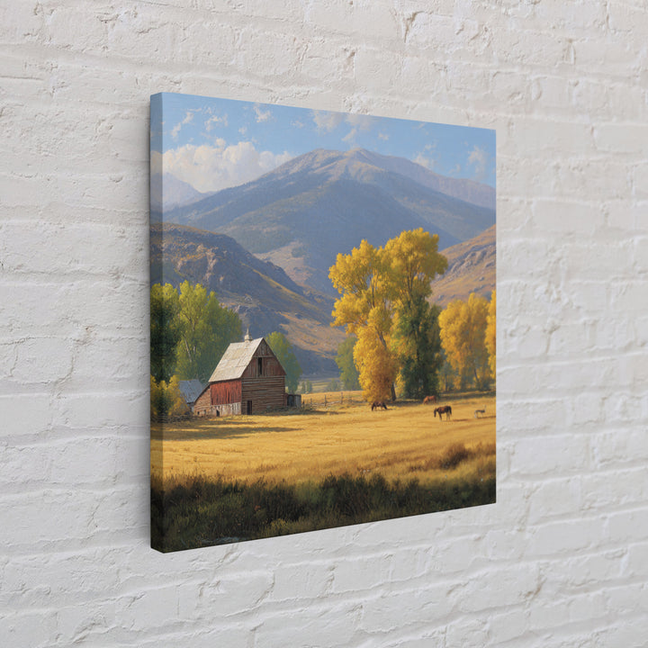 Golden Autumn Barn Landscape Wall Art Canvas Print Rustic Farmhouse Country Home Decor Large Landscape Art